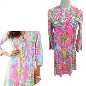 Lilly Pulitzer Sarasota Dress Pintuck Shellabrate Pout‎ Print Size XS